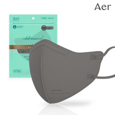 아에르 여름마스크 어드밴스드 라이트 KF80 새부리형마스크 블랙 화이트 그레이 마스크 소형 중형 대형, 1개입, 50개, 그레이 대형