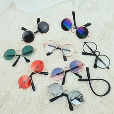 펫씨스터 강아지 선글라스 고양이 패션 안경 냥글라스 악세사리 2+1 (안경줄), 블랙 선글라스, 1개, 안경줄선택