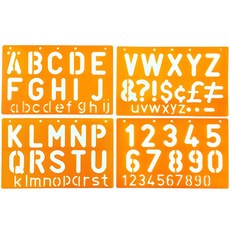 MORNSUN 字母數字鏤空繪圖模板 (字高50mm) 手作DIY製圖模板, 4片組(字母+數字)