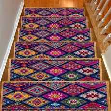 적 패턴 계단 매트 스텝 카펫 홈 데코용 가장자리 헤밍 처리된, 1개, 2. 3