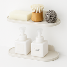 퀄스 무타공 강력 접착식 주방 욕실 수납선반, 화이트, 2개