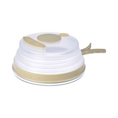 帶把手折疊微波爐加熱蓋多功能保鮮蓋防油防濺蓋加熱罩調料帶託盤微波爐加熱蓋防油罩, 奶白(帶托盤), 1個