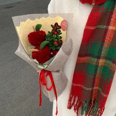 꽃다발 DIY 재료키트 모루 만들기 선물 미니트리 모루철사 모자 그린, C. 레드애플 크리스마스 트리 꽃다발재료팩