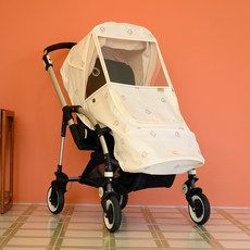 오맘 오곰 디럭스 유모차 방풍커버 비말차단 바람막이 덮개, 아이보리_오곰, 1개