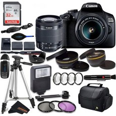 캐논 EOS 2000D 리벨 T7 DSLR 카메라 18-55mm III 키트 재생품 본체만 국제 버전 고급 액세서리 번들, Camera (Intl. Ver) + Professio