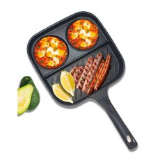 사각 그릴팬 3구 브런치팬 에그팬 나눔팬 토스트팬 가스용, 27cm x 27cm, 1개