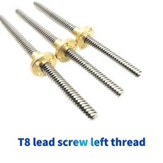T8 사다리꼴 역방향 왼쪽 나사 및 역방향 구리 너트 304 스테인레스 스틸 T8 리드 2 3 8mm, 500mm, Picth 1.5mm lead 3mm, 1개