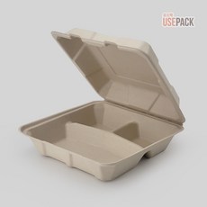 유즈팩 펄프 도시락 큰 사이즈 B-027 3칸 크라프트 50개, 1개