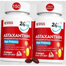 아스타잔틴 24mg 5개월 코코넛 MCT 오일 미세조류 원료와 포도씨 아슈와다 건강한 피부 눈 관절 제 비유