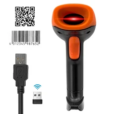 휴대용 바코드 스캐너 BT + 2.4G 무선 USB 유선 리더 수동 연속 스캐닝 CMOS 이미지 센서 1D 2D QR