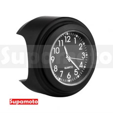 Supamoto 車把時鐘溫度計-A (通用/改裝/機車/重機/時間/溫度計/重機/檔車/手錶), 1個, 時間表-黑殼-黑面