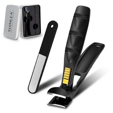 SHINLEA 노인용 손톱깎이 두꺼운 발톱 캐처가 있는 전문 손톱 발톱깎이 날카로운 넓은 입구 및 긴 손잡이 네일 커터 남성 여성용 블랙 145447, 1개