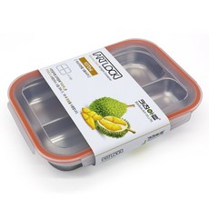 키친아트 아트락 스텐 밀폐 용기 반찬통 찬합 3호(4구) 1070ml, 실버, 1개