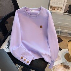 휠렉스 여성 맨투맨 하트 자수 루즈핏 스웨트셔츠 캐주얼 봄 데일리 JT247