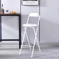 접이식 바의자 철제 스탠딩 키높이 간이 스툴 홈바 높은, 1개, 흰색 가죽 쿠션 (75cm)