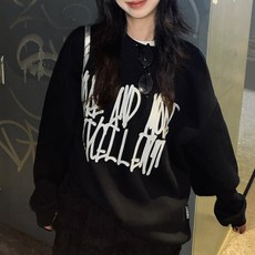 cammello 여성 스트릿 무드 그래피티 긴팔 맨투맨 빅사이즈 티셔츠