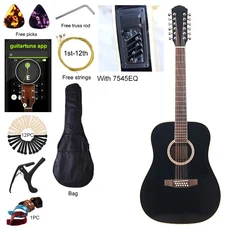 41인치 12현 어쿠스틱 기타 풀 사이즈 디자인 내추럴 포크 사펠리 목재 바디 음악 악기 (결함 있음), 01 41인치, 02 M7 coated problem