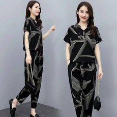 一套搞定時髦休閒風 女款夏季透氣短袖長褲兩件套 休閒逛街健身都OK 夏天套裝 運動套裝 b0062