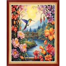 초보자를 위한 레드싱 스탬핑 크로스 키트 자수 다양한 패턴 스타터 DIY 프린트 바늘 포인트 11CT - 피콕 플라워 16x20 인치, Arts patterns26, 1개