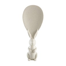 站立式兔子飯匙 不沾黏飯勺 小麥秸稈食品級PP材質 米色 盛飯鏟, 1個, 米色 兔子款【底部中空款】