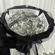 畢業花束告白求婚黑玫瑰花束 永生乾燥花束 送女友男友情人節禮物, 超大【52朵黑騎士】+浪漫燈串-賀卡