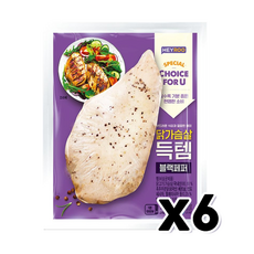 헤이루 닭가슴살득템 블랙페퍼 즉석조리, 6개, 100g