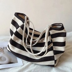 【4176人收藏】旅行包帆布包 上班族通懃包 女大容量韓版條紋時尚單肩包 帆布包 逛街購物袋 上班包包