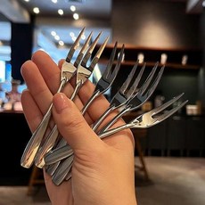 304不銹鋼水果叉 甜點叉 蛋糕叉 點心叉 6支裝, 1個, 單支裝支裝銀色裸裝, 銀色