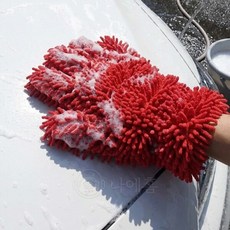 나에홈 극세사 메쉬 2in1 세차장갑, 레드