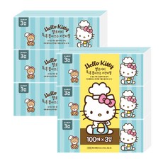 헬로키티 뽑아쓰는 천연펄프 키친타올 톡톡 100매, 100개입, 6개