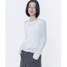 [미세키서울] [레이 PICK]Layered line sheer long sleeve WHITE