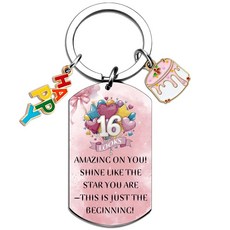 [ 1219351 ] 여성 친구 생일 선물 달콤한 16가지 여아용 16세 소녀를 위한 자매 딸을 축하 키체인 크리스마스용, [ 1219351 ] 여성 친구 생일 선물 달콤한 16