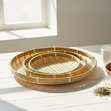 대나무 채반 소쿠리 전통소품 원형채반 장식소품