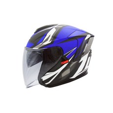 ZUVER RO-2 ST-002 消光黑藍 閃電 彩繪 內墨鏡 3/4 半罩 安全帽, 1個, 閃電 消光黑藍 (請標註尺寸)