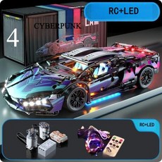 1314 Pcs 원격 제어 LED Supercar 전원 빌딩 블록 램프 벽돌 속도 레이싱 세트 어린이를위한 장난감 모델 선물, 3)LED RC CAR