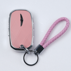 옳다스토어 제네시스 신형 가죽 메탈 키케이스, 라이트핑크