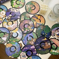 【臺灣\齣貨】人生旅程唱片明信片甜心夢境係列 複古童話人物高顔值文藝祝福墻麵裝飾空白卡片 追星手帳素材裝飾卡片賀卡24張, 1個, 甜心夢境黑膠唱片明信片【隨機2張】