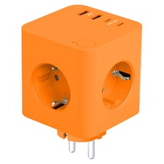 데코아르 멜로우 비비드 도킹형 멀티탭 (3구+4포트 타입) 오렌지, 1개, 77mm