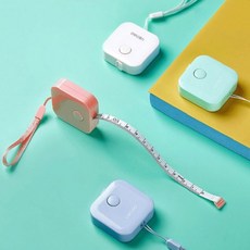 예쁜 휴대용 원터치 자동 미니줄자 2m 인치 센치 양면 가정용 의류 피팅 줄자 허리 둘레 측정용 다이어트 학생 단체 선물, 핑크 (763434)