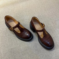 POMTOR 여성 구두 통굽 로퍼 메리제인 슈즈 여성하이힐