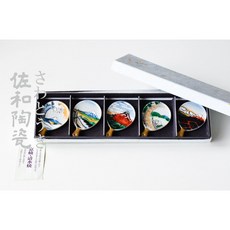 佐和陶瓷餐具批發 京燒富士繪筷架組-日本製 扇形富士山餐廳送禮擺飾手繪擺盤, 1個