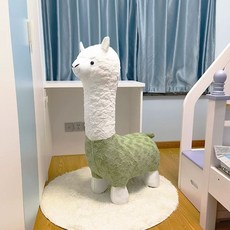 알파카 스툴 귀여운 라마 바퀴 체어 인테리어 장식 체어 인형, C. 그린 알파카두꺼운 양털, C. 그린 카두꺼운 양털