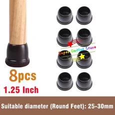 펠트 의자 다리 캡 가구 피트 보호 커버가있는 8Pcs TPE 실리콘 바닥 보호대 나무, L-Round Dark Brown, 1개