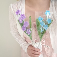 스승의날 어버이날 졸업식 미니 꽃 한송이 선물 모루꽃 (2컬러), 블루