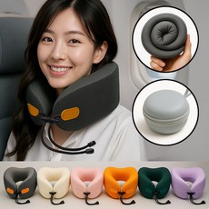 또플러스 여행용 메모리폼 목베개 기내용, 블랙