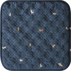 HANIL 浪漫貓咪 雙面坐墊, 1人用(44 x 44 cm), 海軍藍