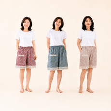 쿠이소 시원한 여성 여름 플라워 인견 홈웨어 잠옷 파자마 할머니 5부 바지