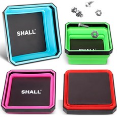 SALL 새 버전 접이식 자기 부품 트레이 세트 나사 볼트 너트 와셔 핀 및 소형 금속 부품용 4팩 공구 양면 베이스가 있는 4.5인치 정사각형 실리콘 그릇, Upgraded Parts