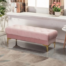 베드 벤치 스툴 침대 소파 패브릭 신발 벨벳 안방용, 140x43x40 비수납, 연한 분홍 벨벳