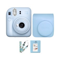 후지 인스탁스 미니12 즉석카메라+가죽케이스/스트랩+전용앨범, 파스텔블루/블루, 1개